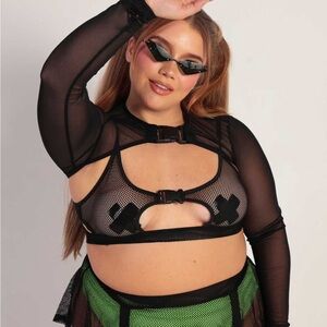 Iheartraves Freaky Fishnet Speed Clasp Top size Large